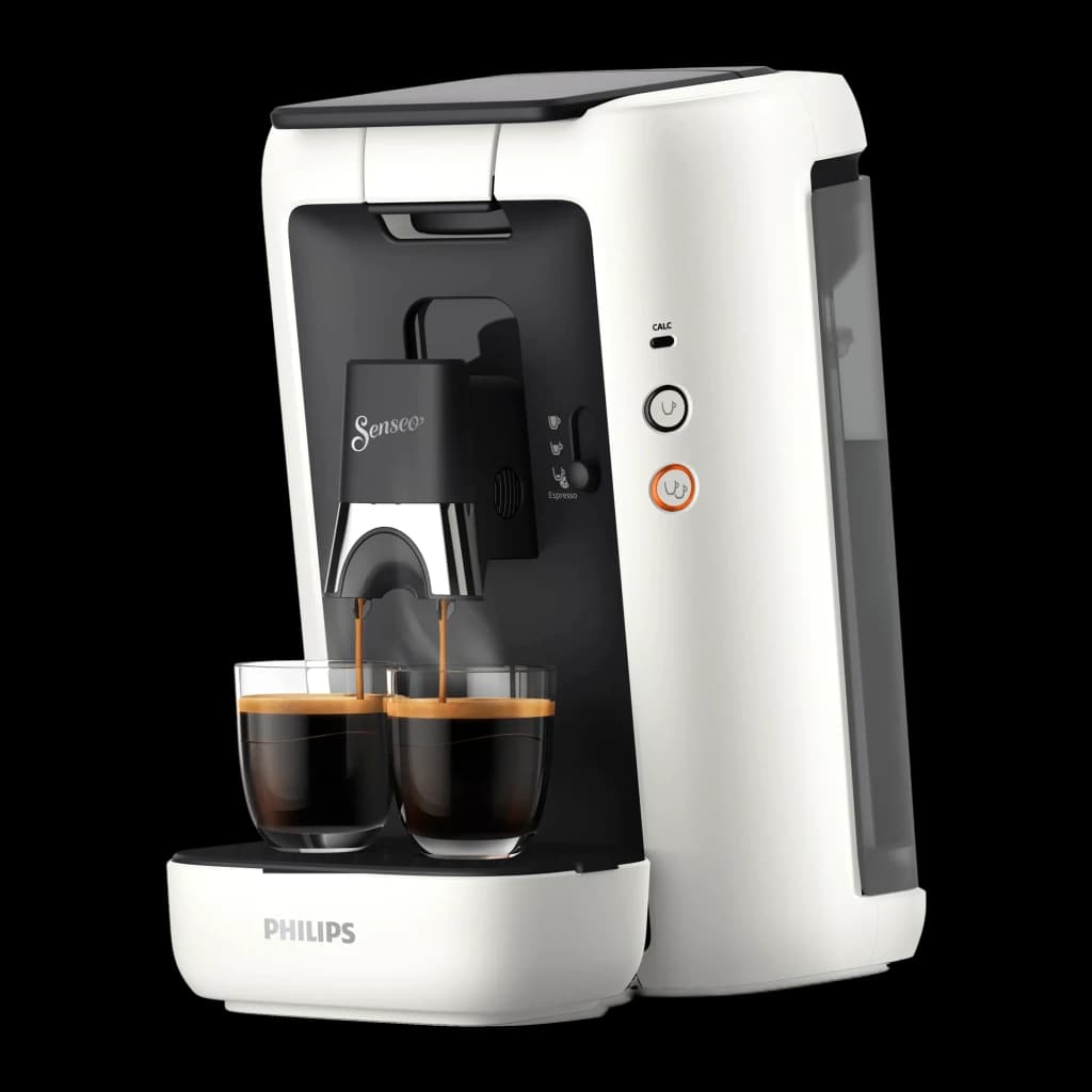 Cafetière à dosettes Philips Senseo Maestro CSA260/10 1,2L 1450W Blanc, vue latérale: prépare deux expressos simultanément