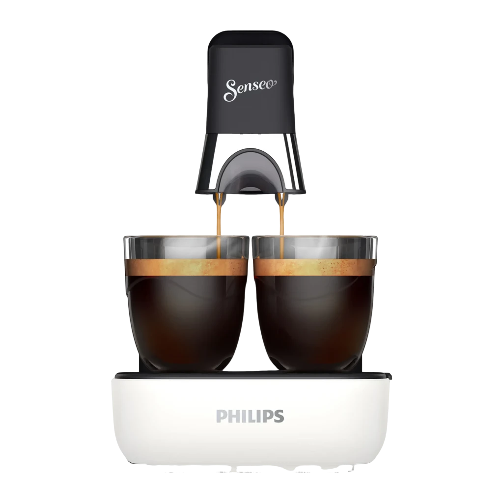 Cafetière à dosettes Philips Senseo Maestro CSA260/10 1,2L 1450W Blanc, vue avant: deux tasses se remplissant simultanément