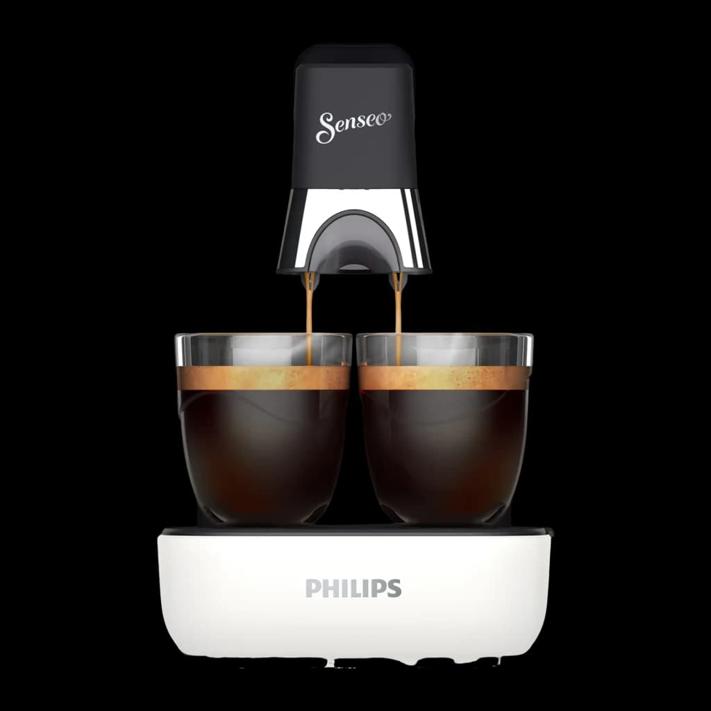 Cafetière à dosettes Philips Senseo Maestro CSA260/10 1,2L 1450W Blanc, vue avant: deux tasses se remplissant simultanément