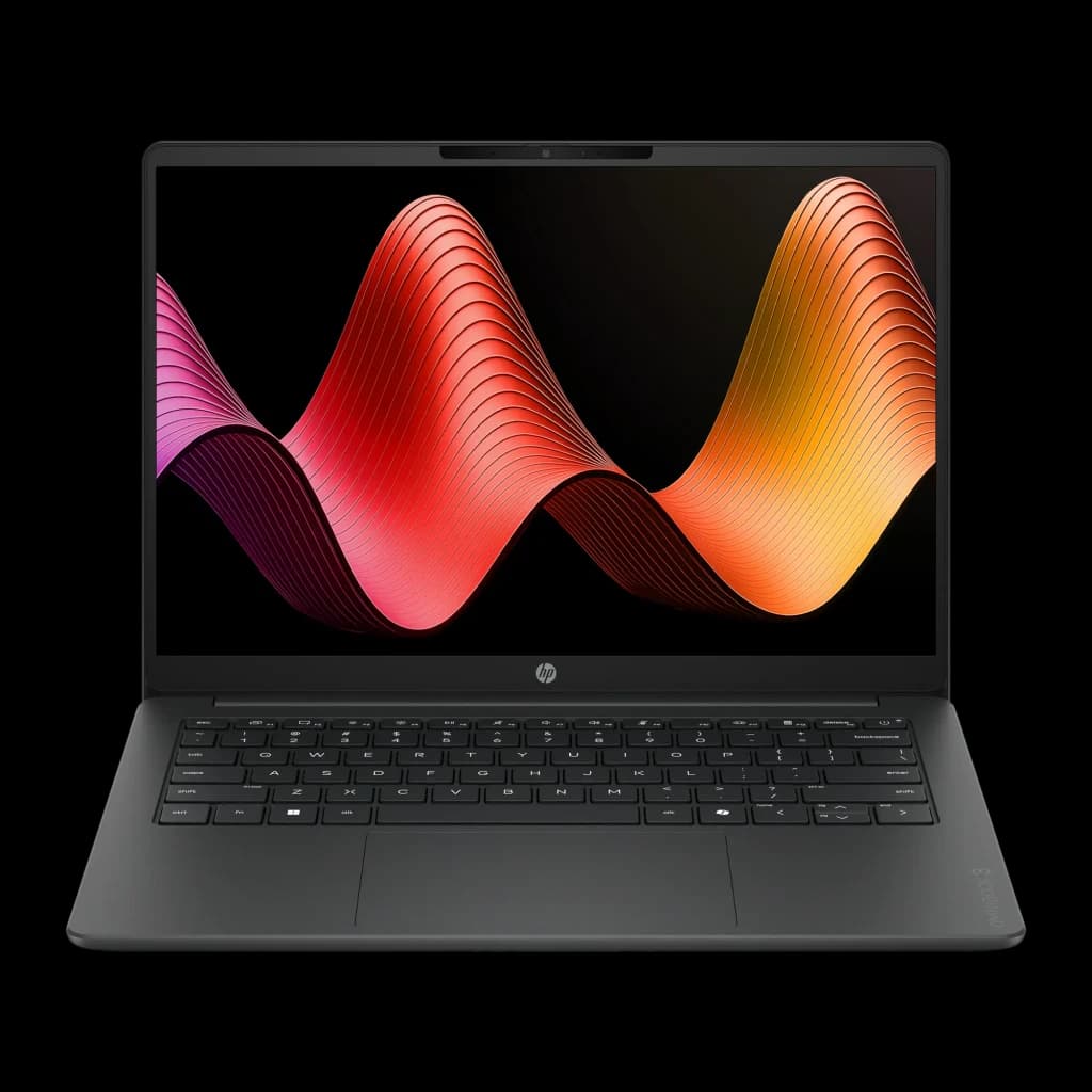 PC portable HP OmniBook 3 8 Go/256 Go 14 pouces 2K IPS Intel Core Ultra 5 225U FreeDOS Noir/Gris 14-ht0013nsx, détail avant