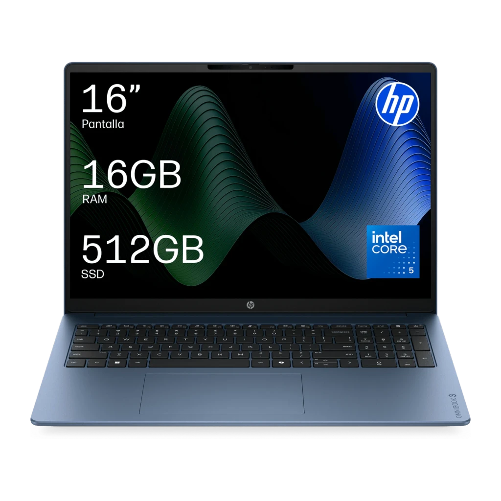 Portátil HP OmniBook 3 16GB/512GB 16 pulgadas IPS 2K 16:10 Intel Core 5 120U SSD NVMe PCIe 4.0 FreeDOS Azul/Gris