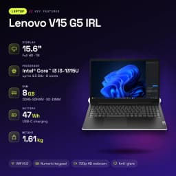 Portátil Lenovo V15 G5 IRL 8GB/256GB 15,6 polegadas FHD Intel Core i3-1315U SSD NVMe PCIe 4.0 Windows 11 Home Preto Teclado Francês - características