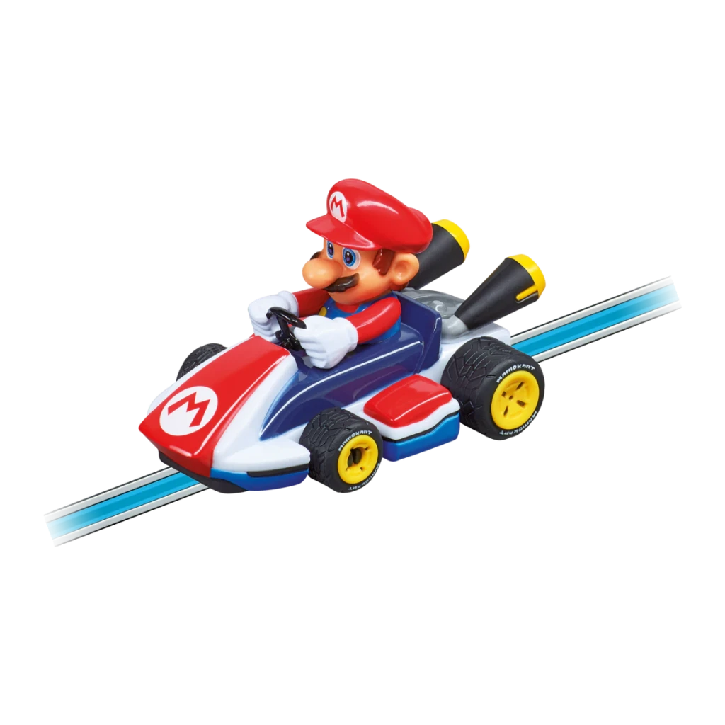 Coche Carrera First Nintendo Mario Kart Mario 20065002 1 vehículo 3+ años, en uso: kart rojo y azul con figura de Mario