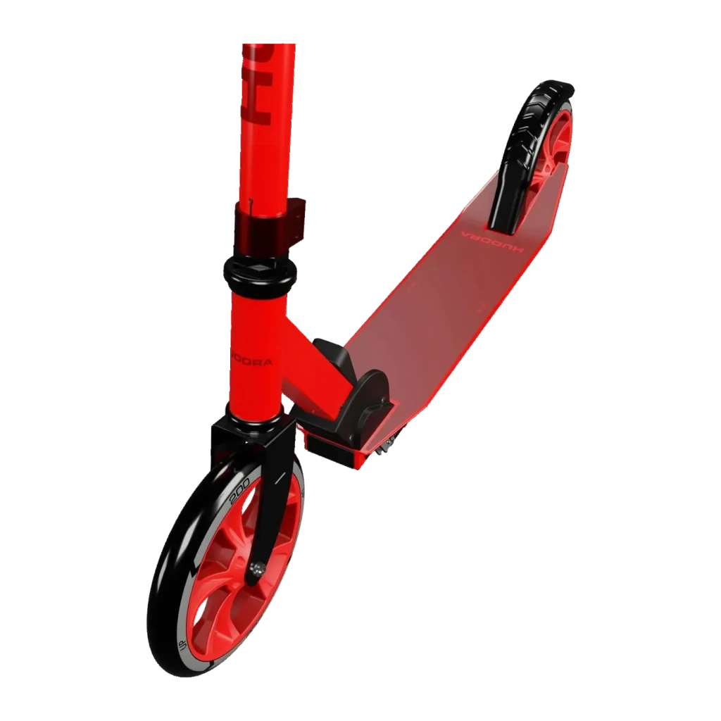 Trotinete Hudora Up 200 8 polegadas Vermelho, detalhe: roda dianteira preta com raios vermelhos, plataforma e garfo
