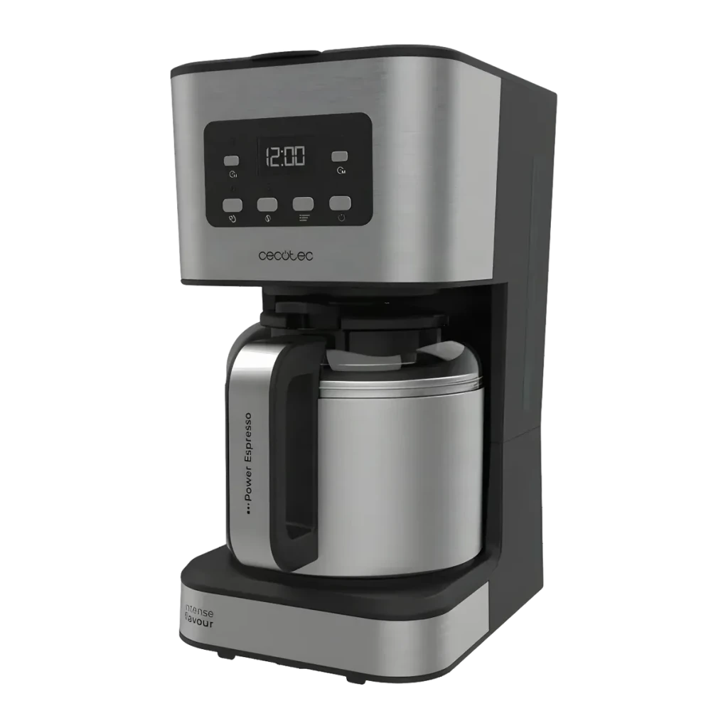 Cafetera de goteo Cecotec Coffee 66 Drop & Thermo Time 1,2L 10 tazas 950W Negro, detalle: pantalla digital 12:00, botones