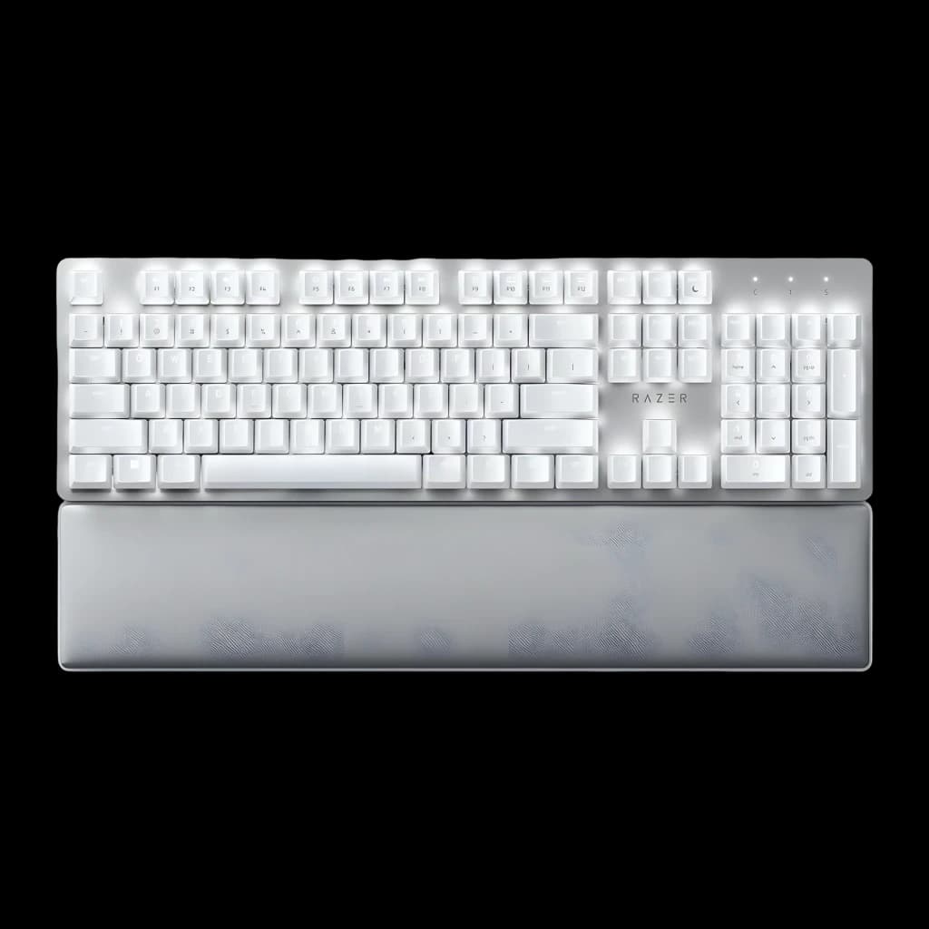 Teclado Razer Pro Type Ultra Inalámbrico Mecánico Razer Amarillo LED Blanco, vista frontal: teclas blancas retroiluminadas