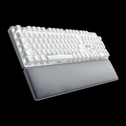 Teclado Razer Pro Type Ultra Inalámbrico Mecánico Razer Amarillo LED Blanco, detalle: vista en ángulo con retroiluminación