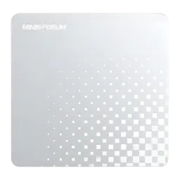 Mini PC Minisforum M1 Plus Core i5-12600H Barebone Intel WiFi 6E, vista superior: tapa plateada con patrón de perforaciones