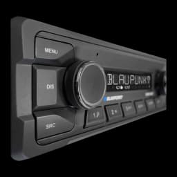Autoradio Blaupunkt Durban 424 DAB Heavy Duty 24V 1 DIN Bluetooth 5.0, détail: molette de volume, écran éclairé avec logo