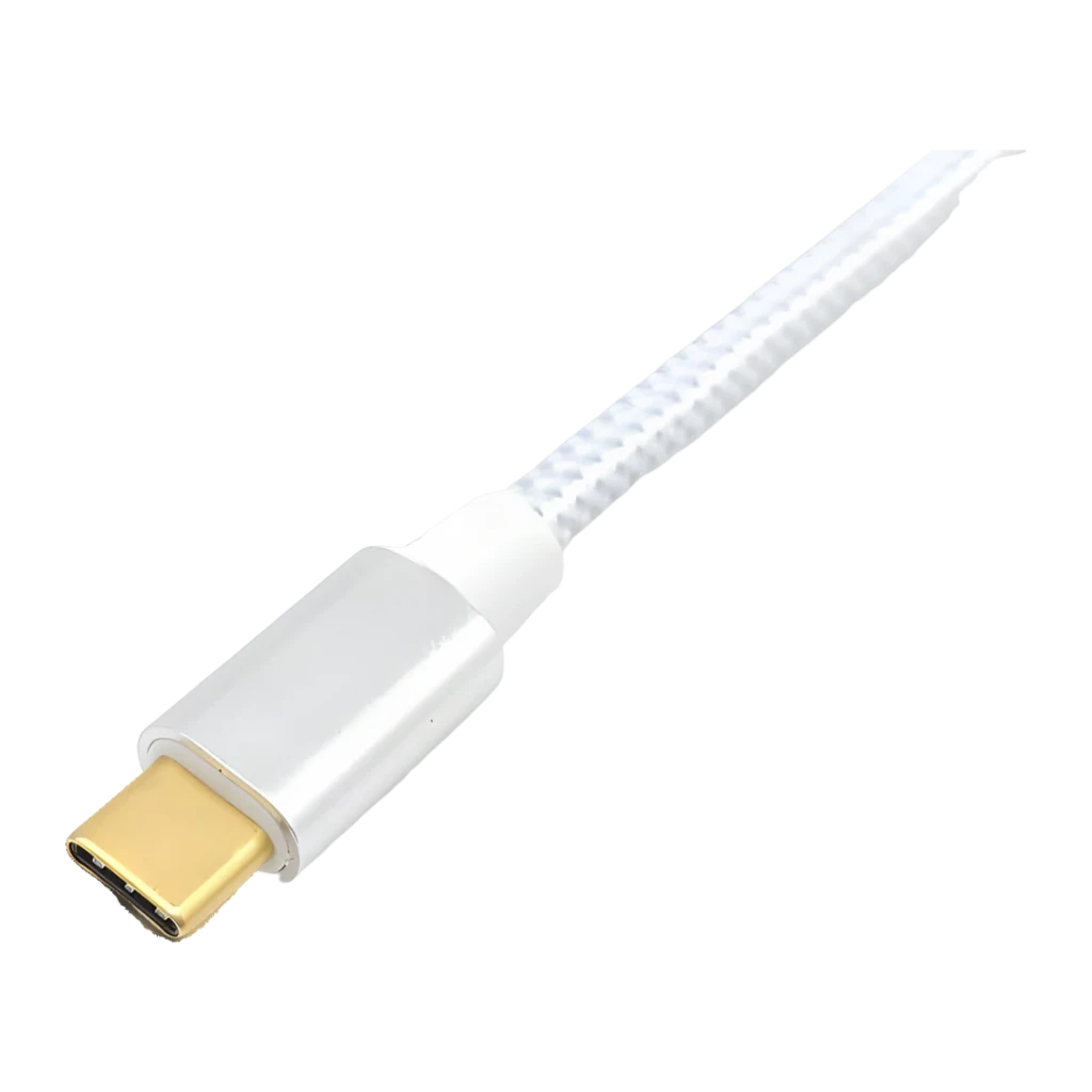 Cabo USB Equip 128355 USB-C 3.2 Gen 2 Macho/Macho 0,5m 100W PD, detalhe: conector USB-C dourado com carcaça metálica