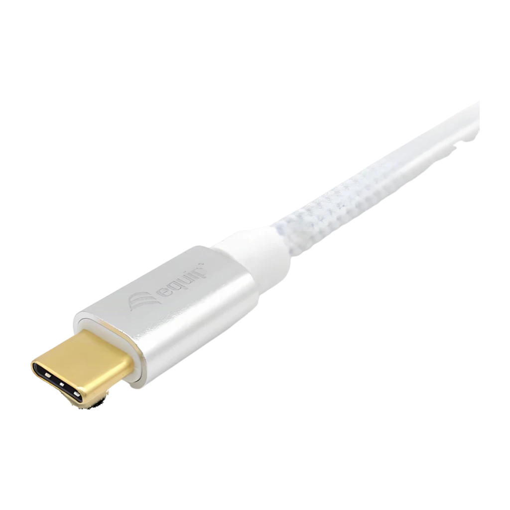 Cabo USB Equip 128355 USB-C 3.2 Gen 2 Macho/Macho 0,5m 100W PD, detalhe: conector USB-C dourado com carcaça metálica