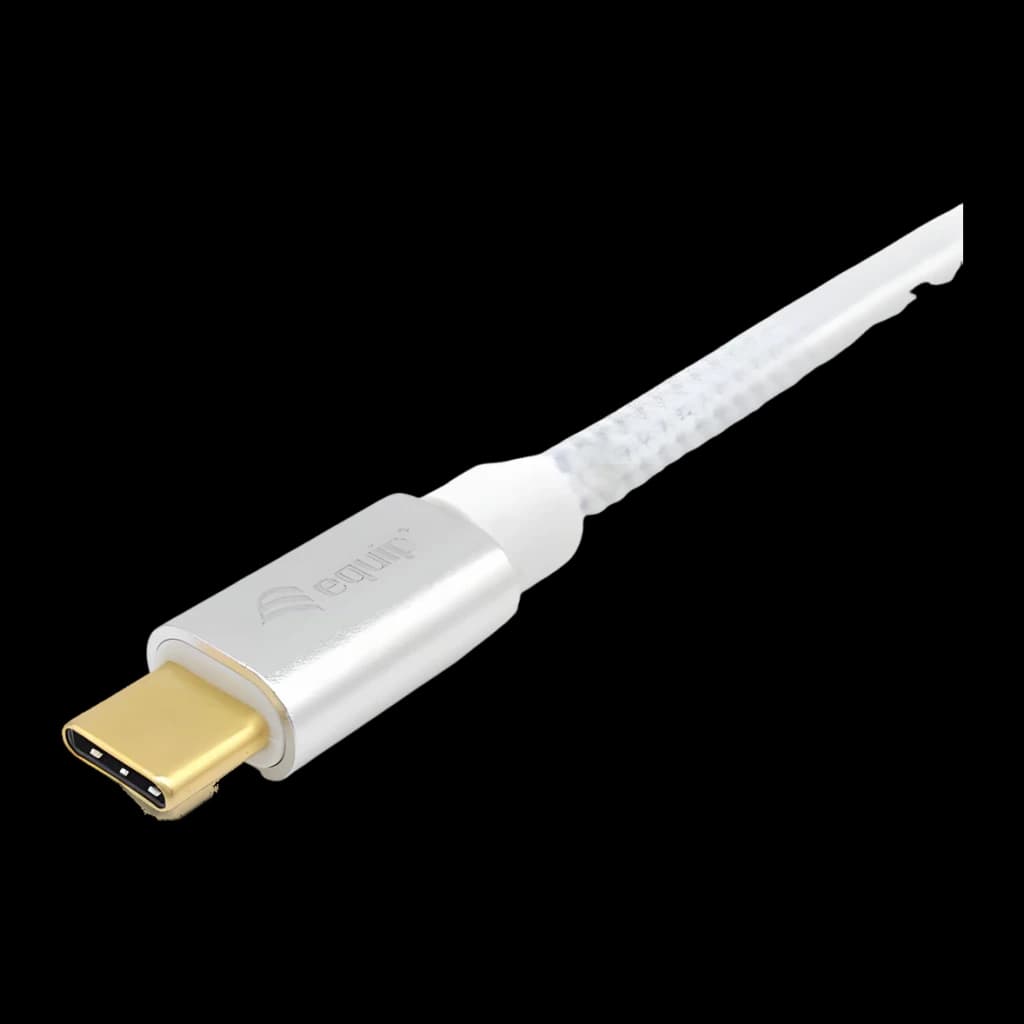 Cabo USB Equip 128355 USB-C 3.2 Gen 2 Macho/Macho 0,5m 100W PD, detalhe: conector USB-C dourado com carcaça metálica