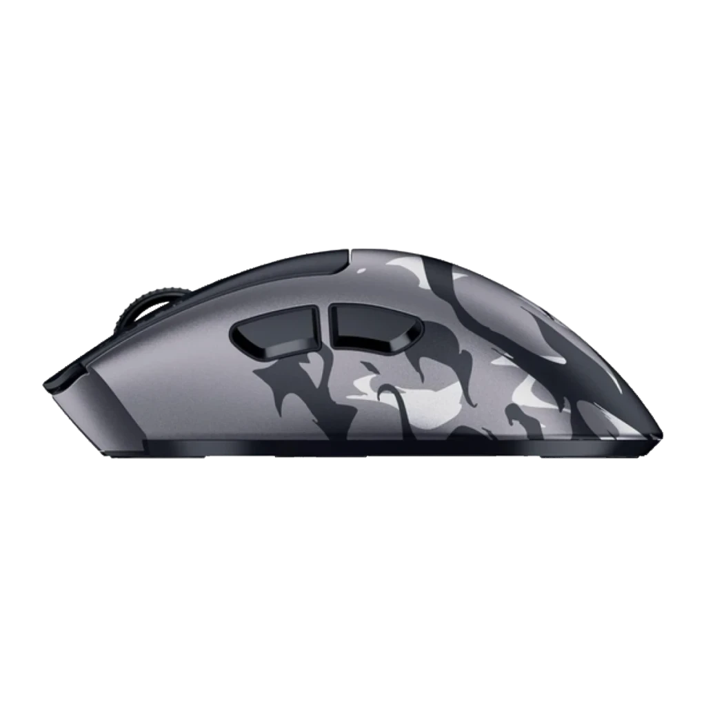 Souris Gaming Razer DeathAdder V4 Pro NiKo Edition Sans Fil 45000 DPI Noir, détail latéral: motif camouflage gris et boutons