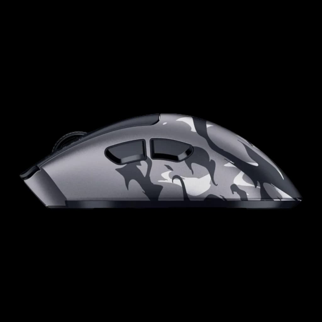 Souris Gaming Razer DeathAdder V4 Pro NiKo Edition Sans Fil 45000 DPI Noir, détail latéral: motif camouflage gris et boutons