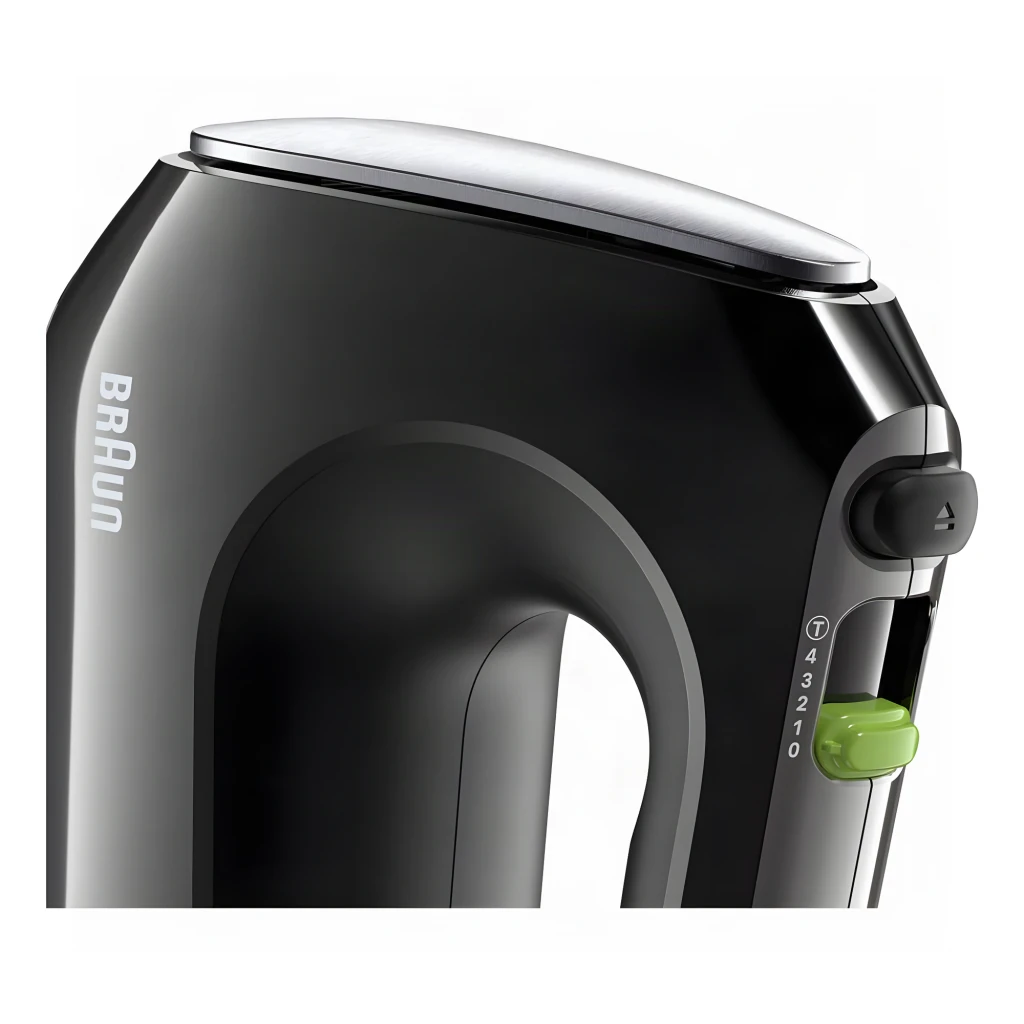 Batidora de varillas Braun MultiMix 2 HM 2110 500W 4 velocidades Negro, detalle lateral: selector de velocidades verde