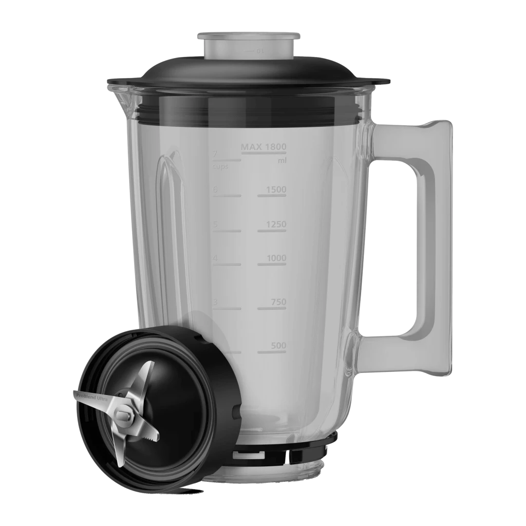 Batidora de vaso Philips Series 7000 2L 1500W 7 Velocidades Negro HR3760/00, detalle: vaso transparente con escala hasta