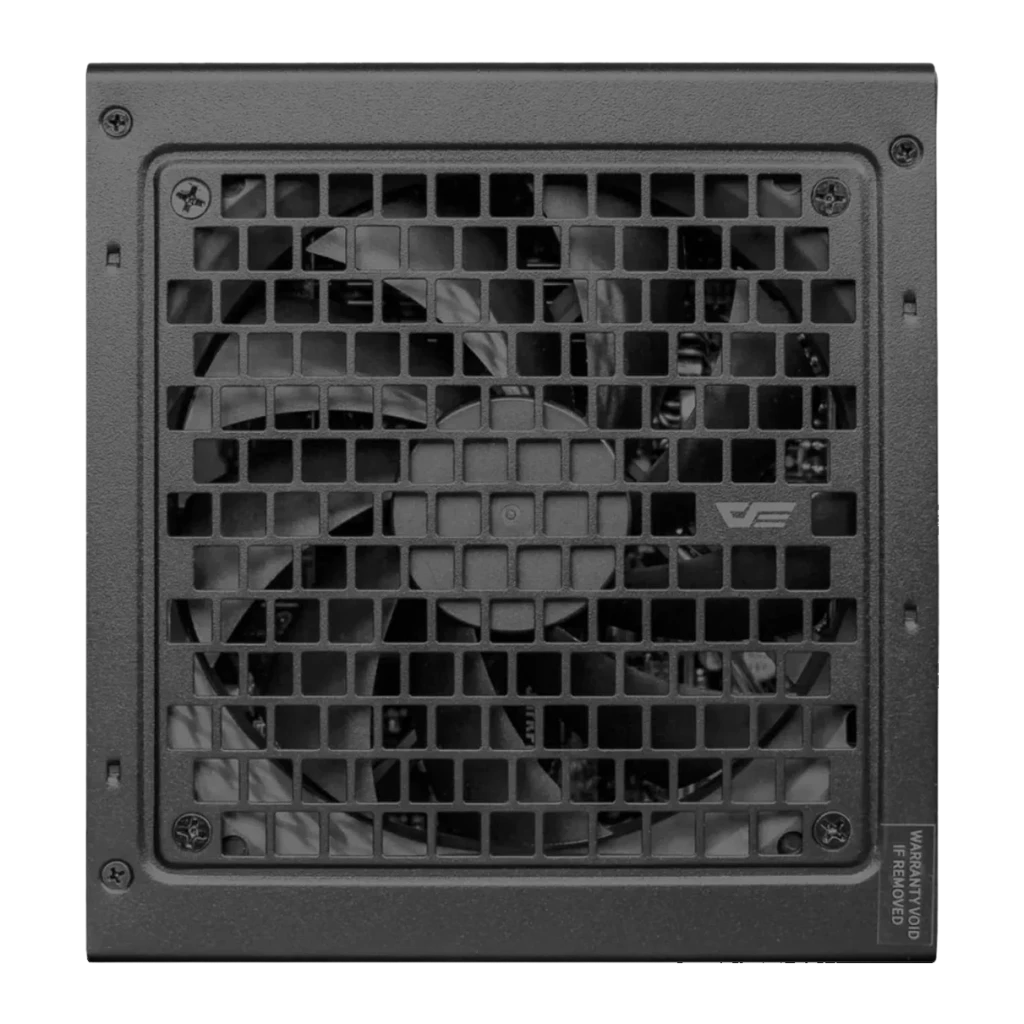 Fuente de Alimentación Darkflash Full Modular ATX 3.1 1050W Negro PMT1050, detalle: rejilla frontal con ventilador de 120mm