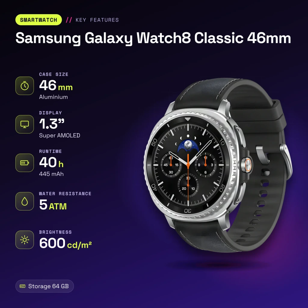 Samsung Galaxy Watch8 Classic 46mm Negro NFC - características