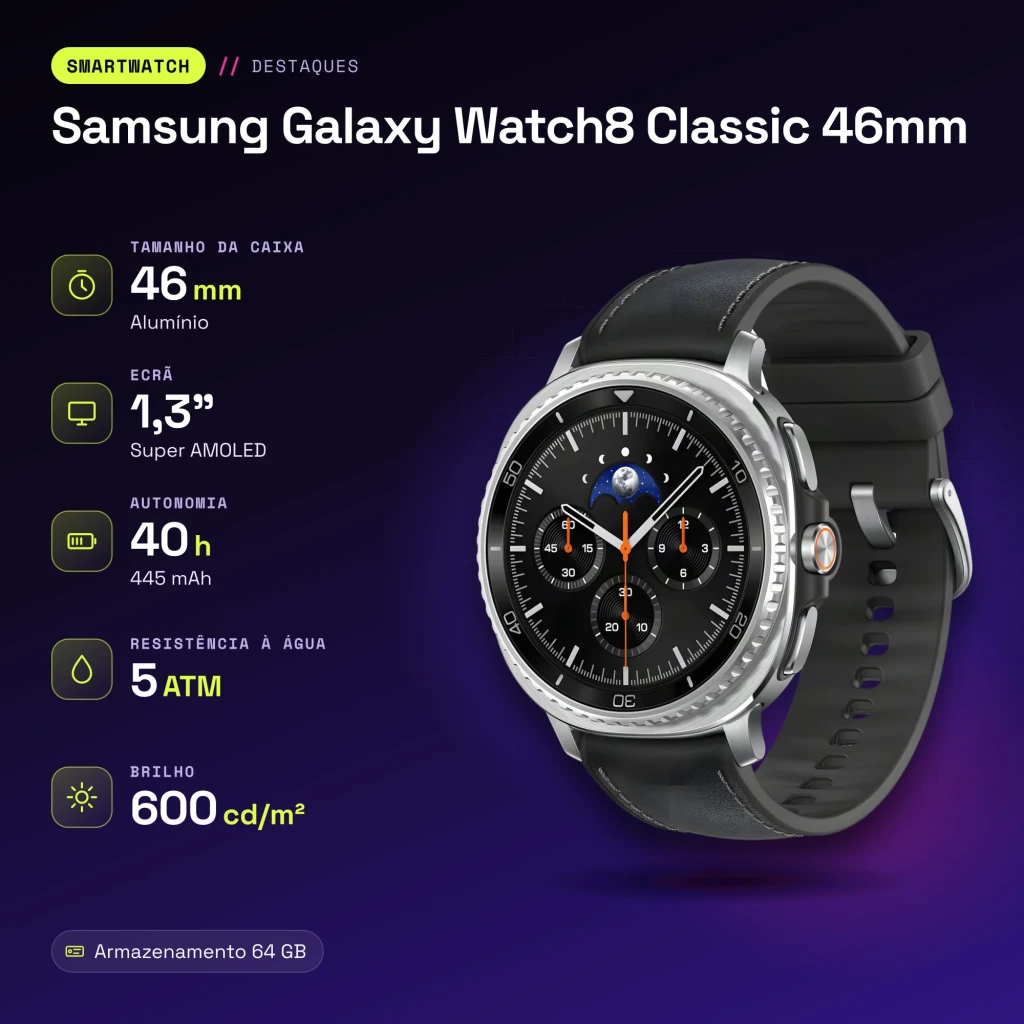 Samsung Galaxy Watch8 Classic 46mm Negro NFC - características