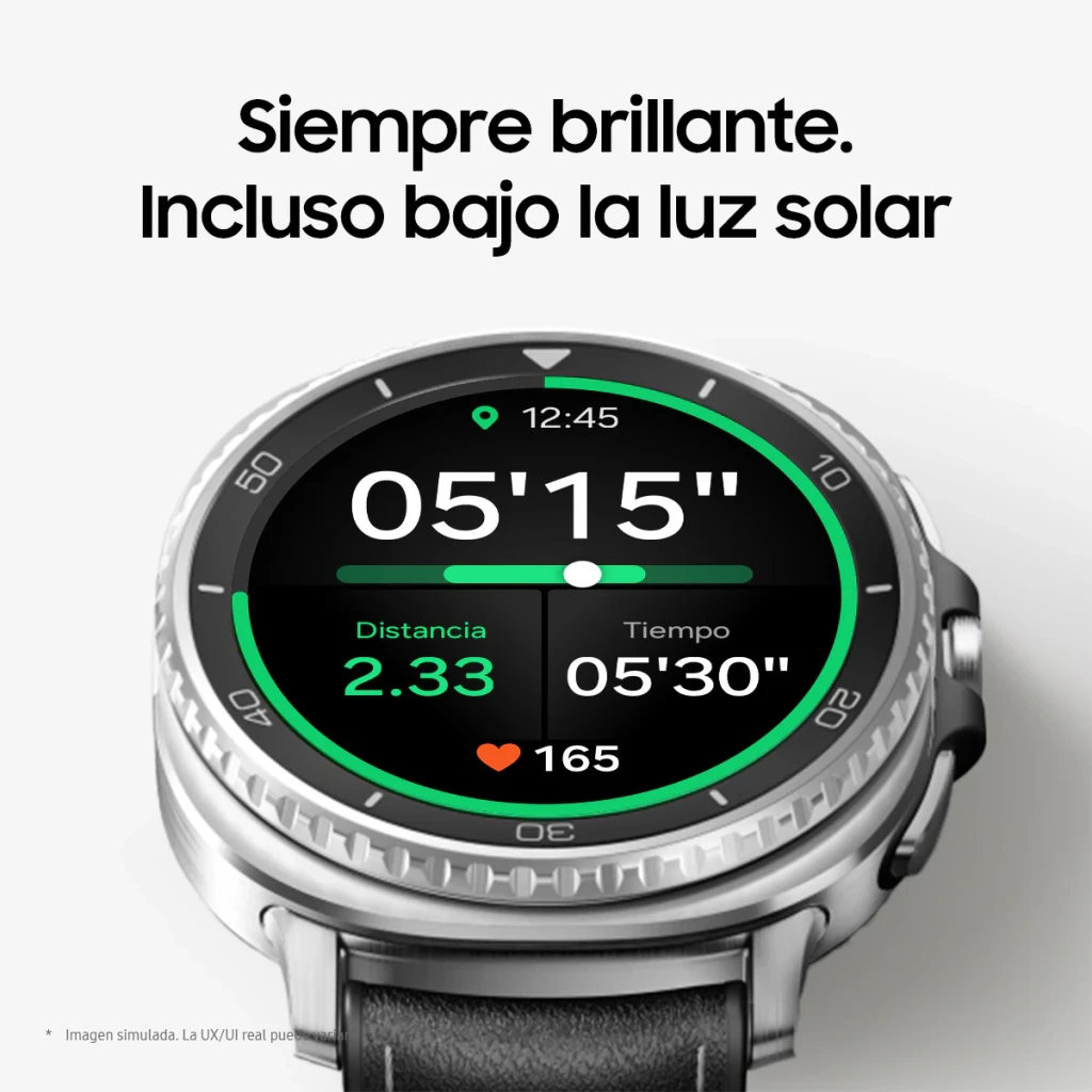 Samsung Galaxy Watch8 Classic 46mm Negro NFC, vista frontal: pantalla brillante con datos de carrera y bisel giratorio