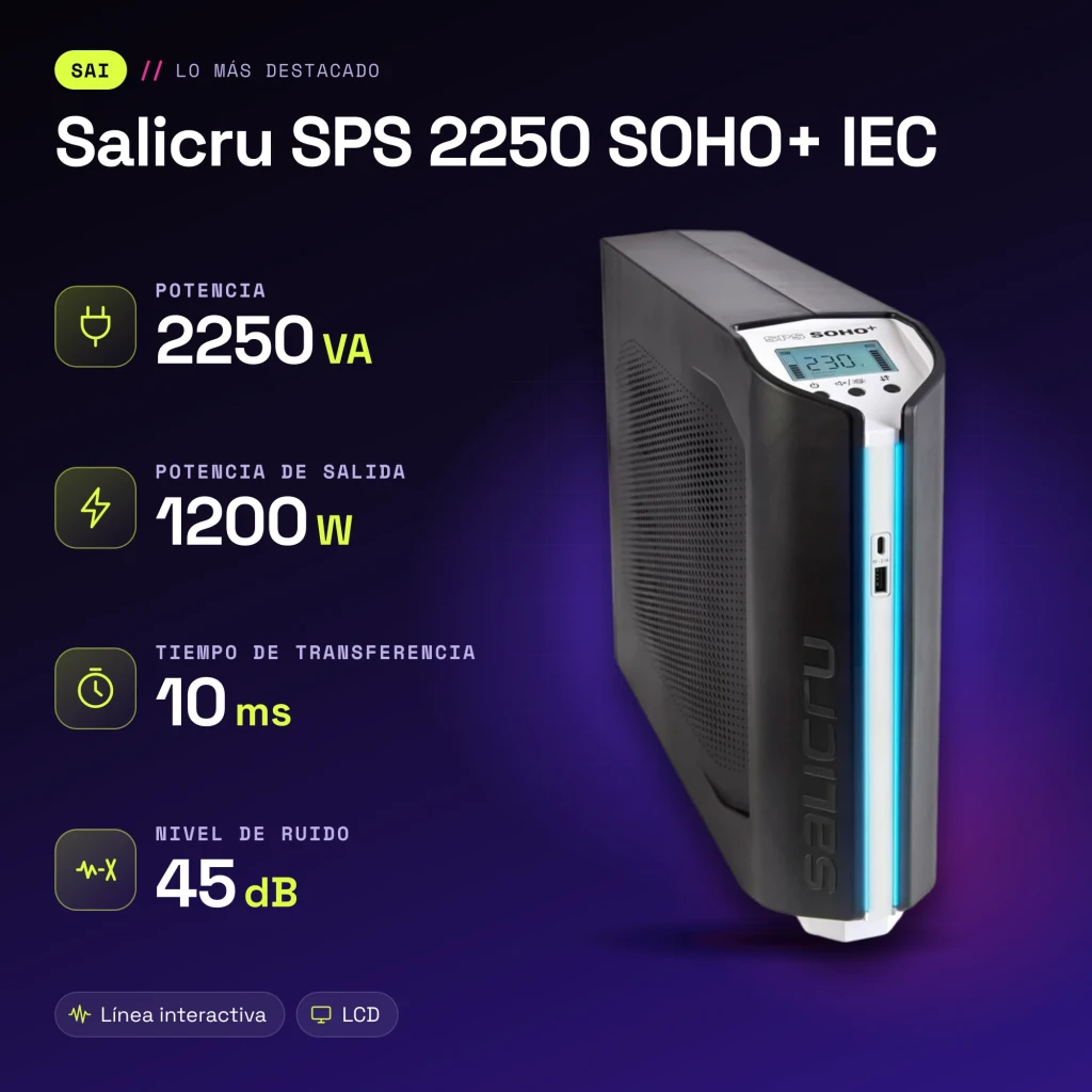 Sai ups Salicru SPS 2250 SOHO+ IEC Línea Interactiva 2250VA Negro - características