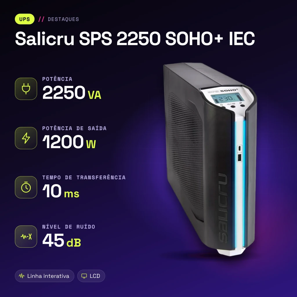 SAI UPS Salicru SPS 2250 SOHO+ IEC Linha Interativa 2250VA Preto - características