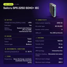 SAI UPS Salicru SPS 2250 SOHO+ IEC Linha Interativa 2250VA Preto - características