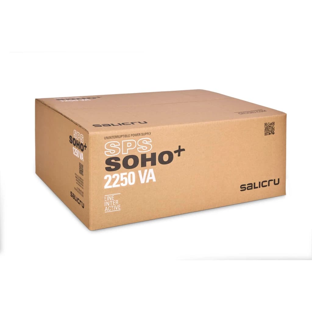 SAI UPS Salicru SPS 2250 SOHO+ IEC Linha Interativa 2250VA Preto, conteúdo da caixa: caixa de cartão com modelo e potência