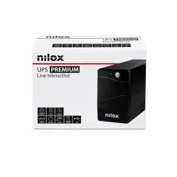 SAI Nilox Premium Line Interactive 1500 VA 1050W Negro, contenido de la caja: caja con ilustración del SAI e iconos