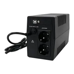 SAI Nilox Premium Line Interactive 1500 VA 1050W Negro, vista trasera: dos enchufes Schuko, puerto USB-B, fusible de entrada