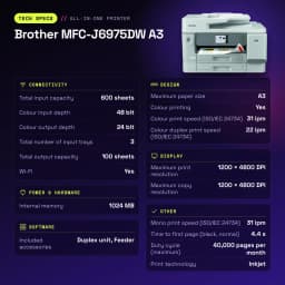Impresora Brother MFC-J6975DW A3 Multifunción Inyección de Tinta Color Blanco - características
