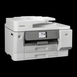 Impresora Brother MFC-J6975DW A3 Multifunción Inyección de Tinta Color, detalle: vista en ángulo con ADF, pantalla táctil