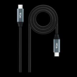 Cable Nanocable 10.01.4303 USB 3.2 Gen 2x2 USB-C/M-USB-C/M 3m Negro/Gris, vista frontal: cable enrollado con dos conectores
