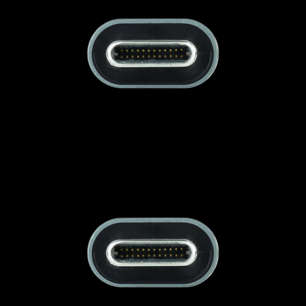 Cable Nanocable 10.01.4303 USB 3.2 Gen 2x2 USB-C/M-USB-C/M 3m Negro/Gris, detalle: dos conectores USB-C vistos de frente