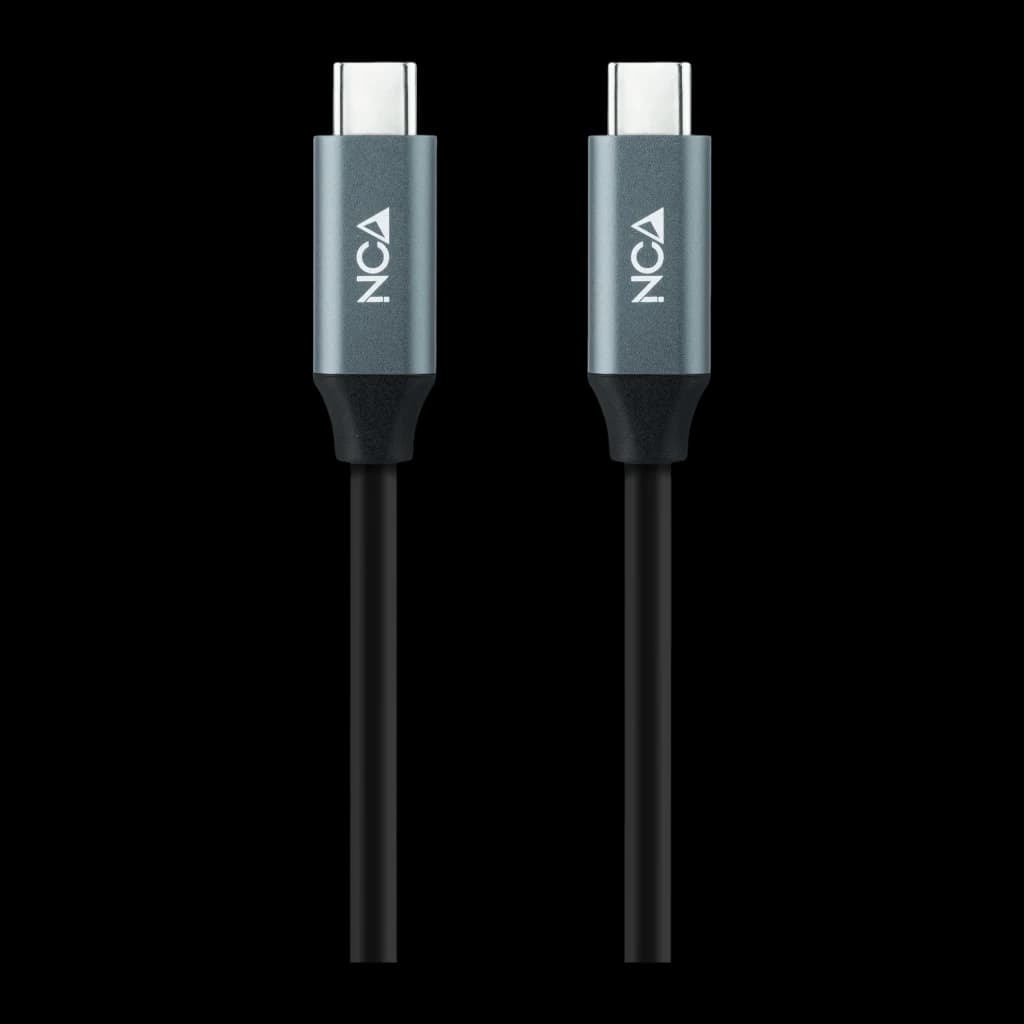 Cable Nanocable 10.01.4303 USB 3.2 Gen 2x2 USB-C/M-USB-C/M 3m Negro/Gris, detalle: ambos conectores USB-C con cuerpo gris
