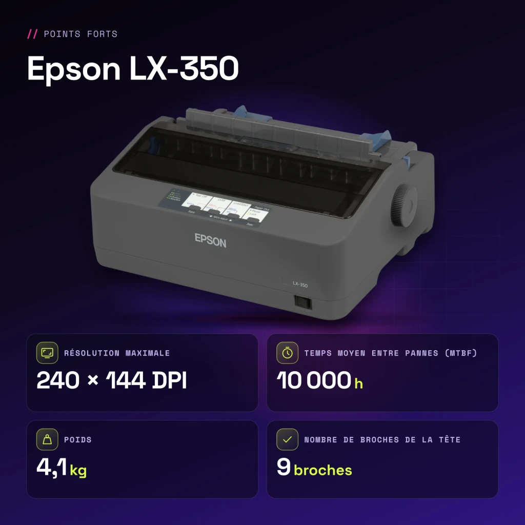 Impresora Matricial Epson LX-350 Monocromo - características