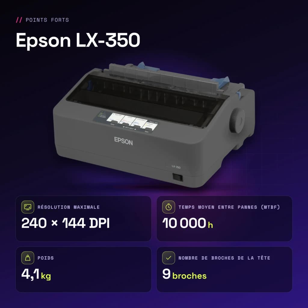 Impresora Matricial Epson LX-350 Monocromo - características