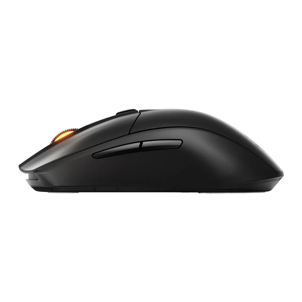Souris Gaming SteelSeries Rival 3 Wireless Gen 2 Sans Fil 18000 DPI RGB Noir Mat, détail latéral: profil ergonomique