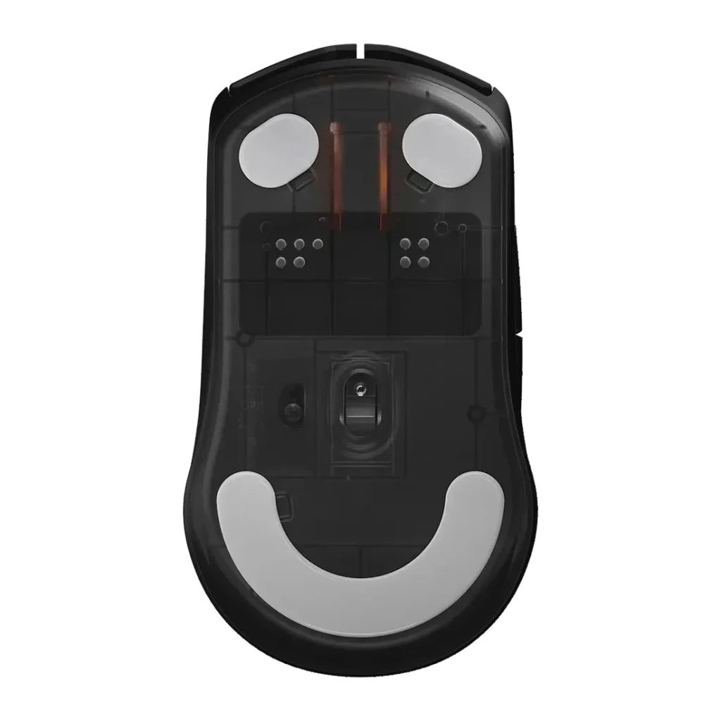 Souris Gaming SteelSeries Rival 3 Wireless Gen 2 Sans Fil 18000 DPI RGB Noir Mat, vue arrière: capteur optique central