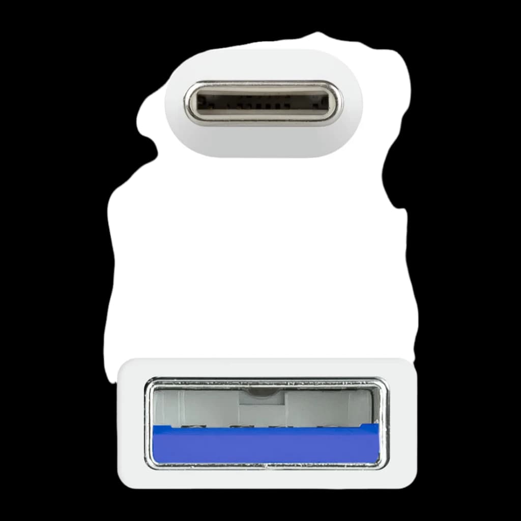 Câble Nanocable USB 3.1 Gen2 USB-C/M vers USB-A/M 0,5 m 3A Blanc, détail: connecteurs USB-C et USB-A avec languette bleue