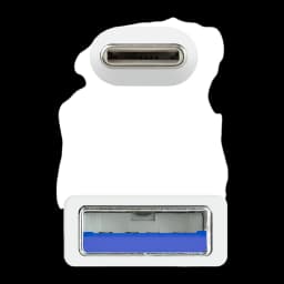 Câble Nanocable USB 3.1 Gen2 USB-C/M vers USB-A/M 0,5 m 3A Blanc, détail: connecteurs USB-C et USB-A avec languette bleue