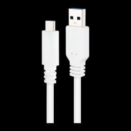 Câble Nanocable USB 3.1 Gen2 USB-C/M vers USB-A/M 0,5 m 3A Blanc, détail: connecteurs USB-C et USB-A avec intérieur bleu