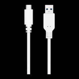 Câble Nanocable USB 3.1 Gen2 USB-C/M vers USB-A/M 0,5 m 3A Blanc, détail: connecteurs USB-C et USB-A avec intérieur bleu
