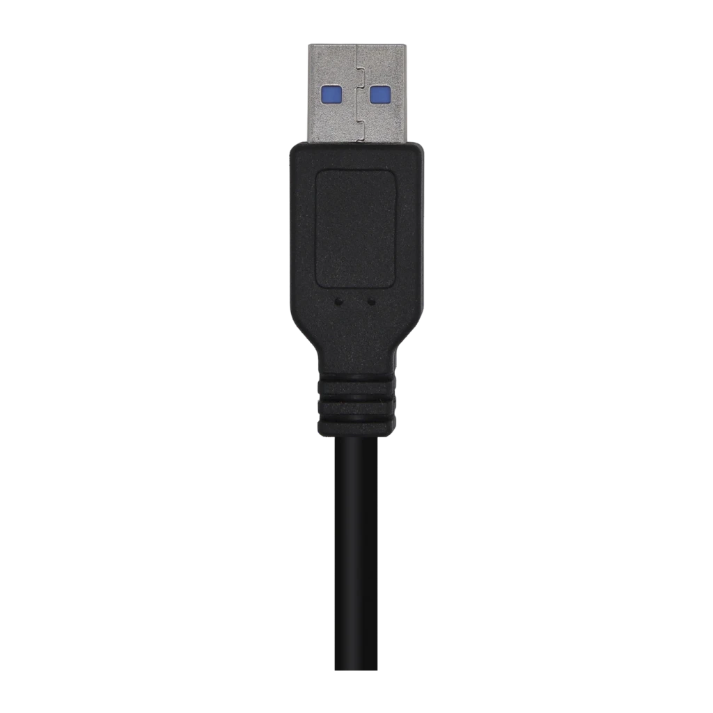 Câble USB AISENS 3.0 Type A/M-A/M 2 m USB-A vers USB-A 5 Gbit/s Noir, vue arrière: connecteur USB-A mâle avec intérieur bleu