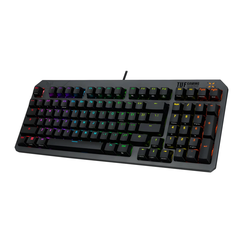 Clavier ASUS TUF Gaming K3 Gen II Switch Optomécanique RGB 96% QWERTY Noir, détail: rétroéclairage RGB multicolore