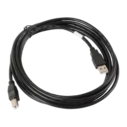 Cable usb Lanberg USB-A 2.0 a USB-B 3m 480Mbit/s Negro, detalle: cable enrollado con conectores USB-A y USB-B visibles