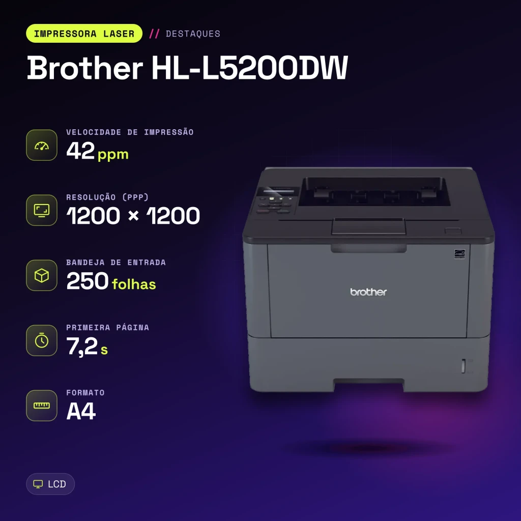 Impresora Brother HL-L5200DW Láser Monocromo Dúplex Automático Gris - características