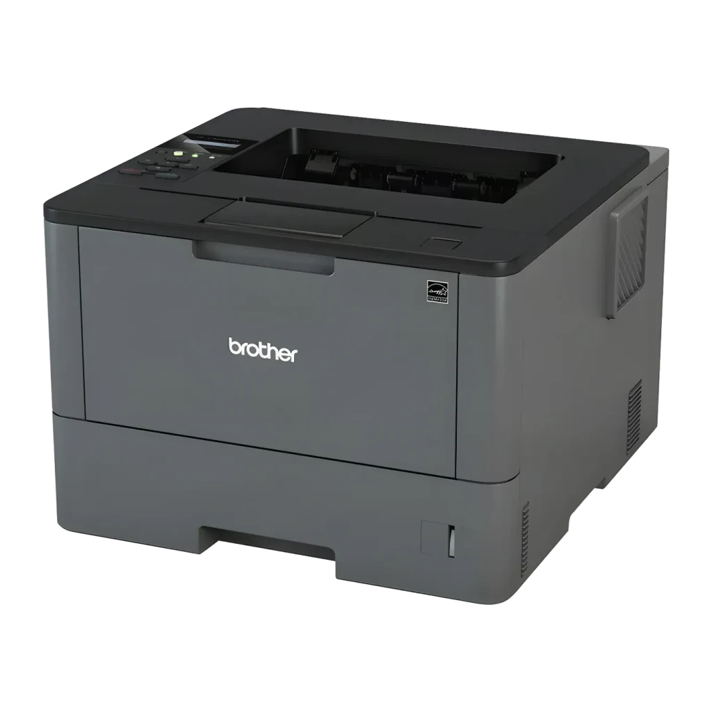 Impresora Brother HL-L5200DW Láser Monocromo Dúplex Automático, detalle: vista en ángulo frontal-lateral, panel de control
