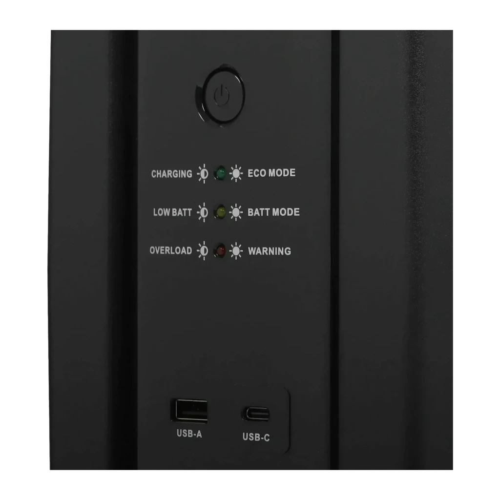 Onduleur UPS CyberPower Systems UT1500EG Ligne Interactive 1500VA Noir, détail: panneau avant avec bouton d'alimentation