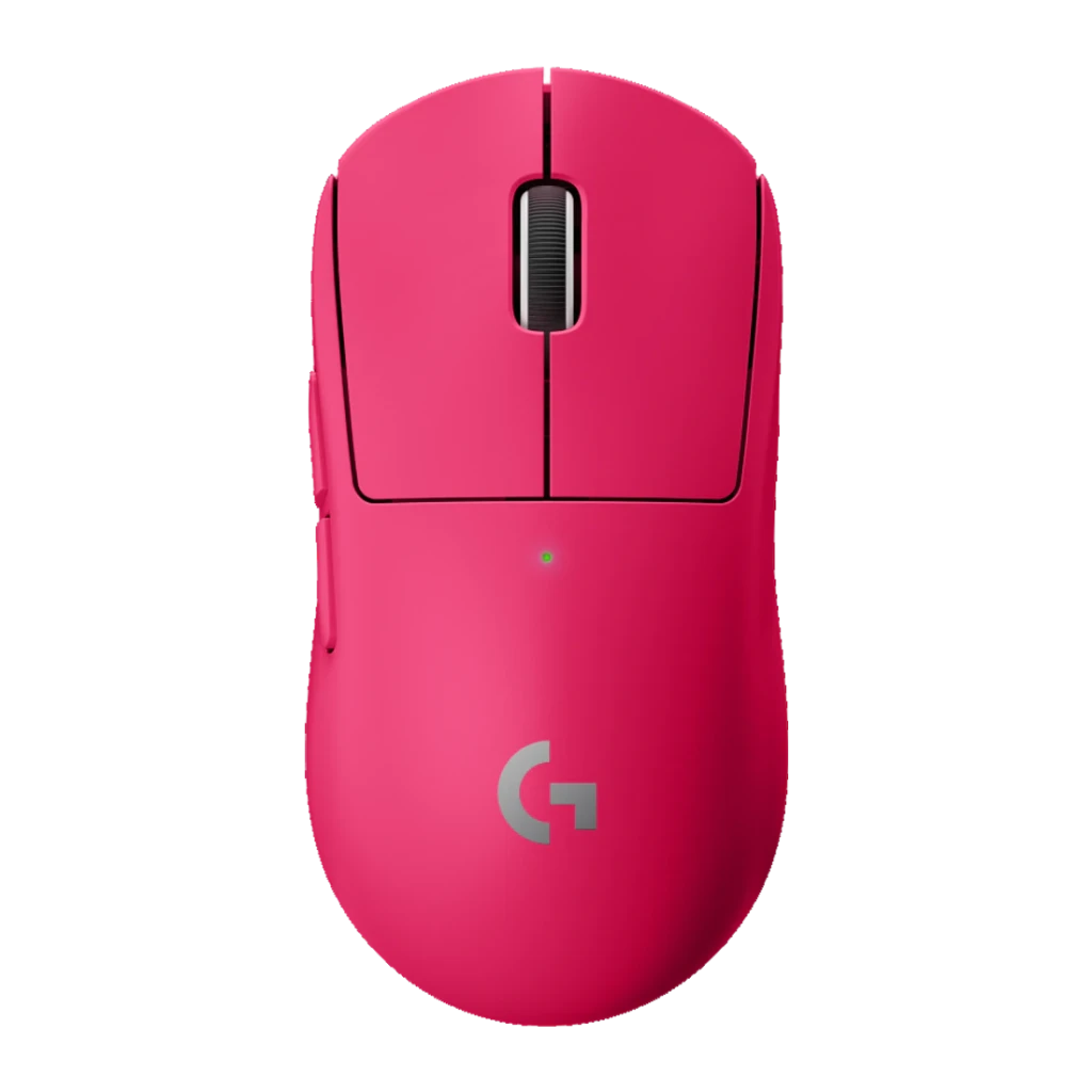 Ratón Gaming Logitech G PRO X Superlight Inalámbrico LIGHTSPEED 25600 DPI Rosa, detalle: vista superior con rueda negra